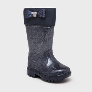 Mayoral Sparkle Bow Kids Rain Boots - Navy